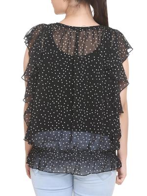 black georgette ruffled top - 14902295 - Standard Image - 3