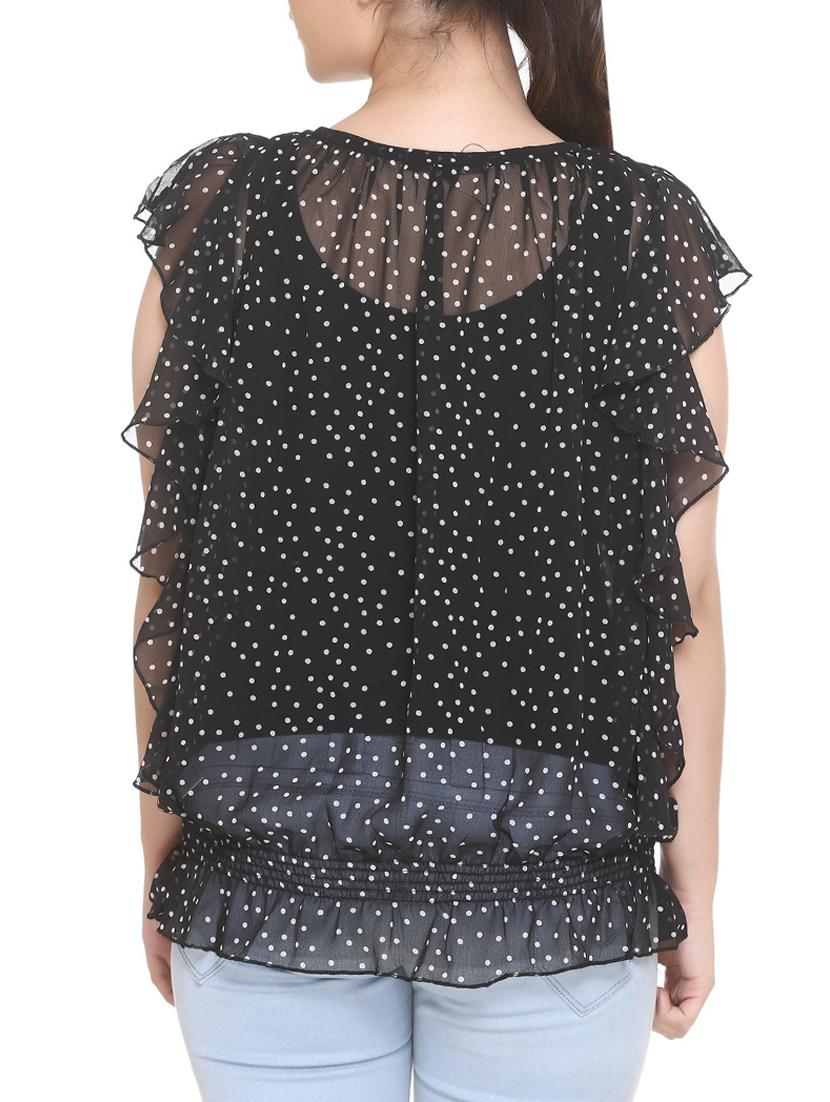 black georgette ruffled top - 14902295 - Zoom Image - 3