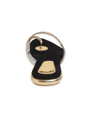gold one toe kolhapuri - 14904970 - Standard Image - 3