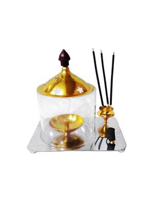 Decorate India Brass Glass 3D Kit Akhand diya 6.2 inch - 14905107 - Standard Image - 3