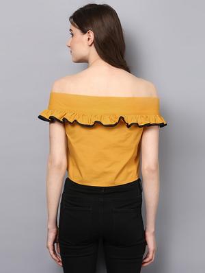 bow tie off shoulder crop top - 14905847 - Standard Image - 3