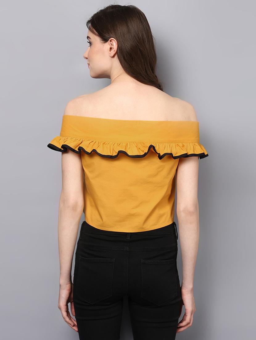 bow tie off shoulder crop top - 14905847 - Zoom Image - 3