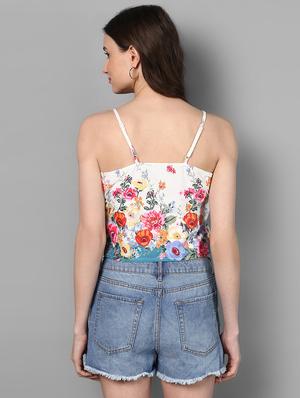 floral wrap cami crop top - 14905854 - Standard Image - 3