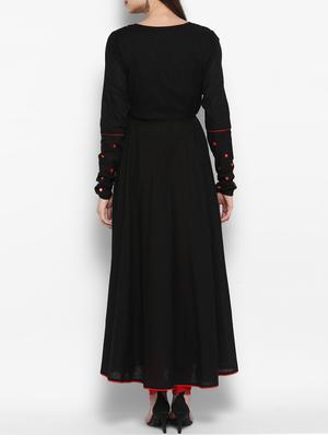 black cotton anarkali kurta - 14905998 - Standard Image - 3