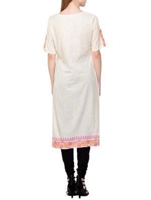 White cotton straight kurta - 14906909 - Standard Image - 3