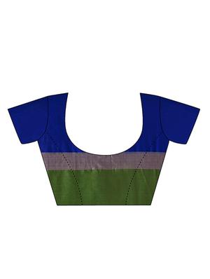 blue woven saree with blouse - 14907011 - Standard Image - 3