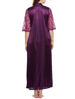 solid purple nightwear set - 14907422 - Standard Image - 3