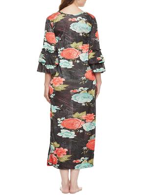 multi colored satin nightwear gown - 14907423 - Standard Image - 3