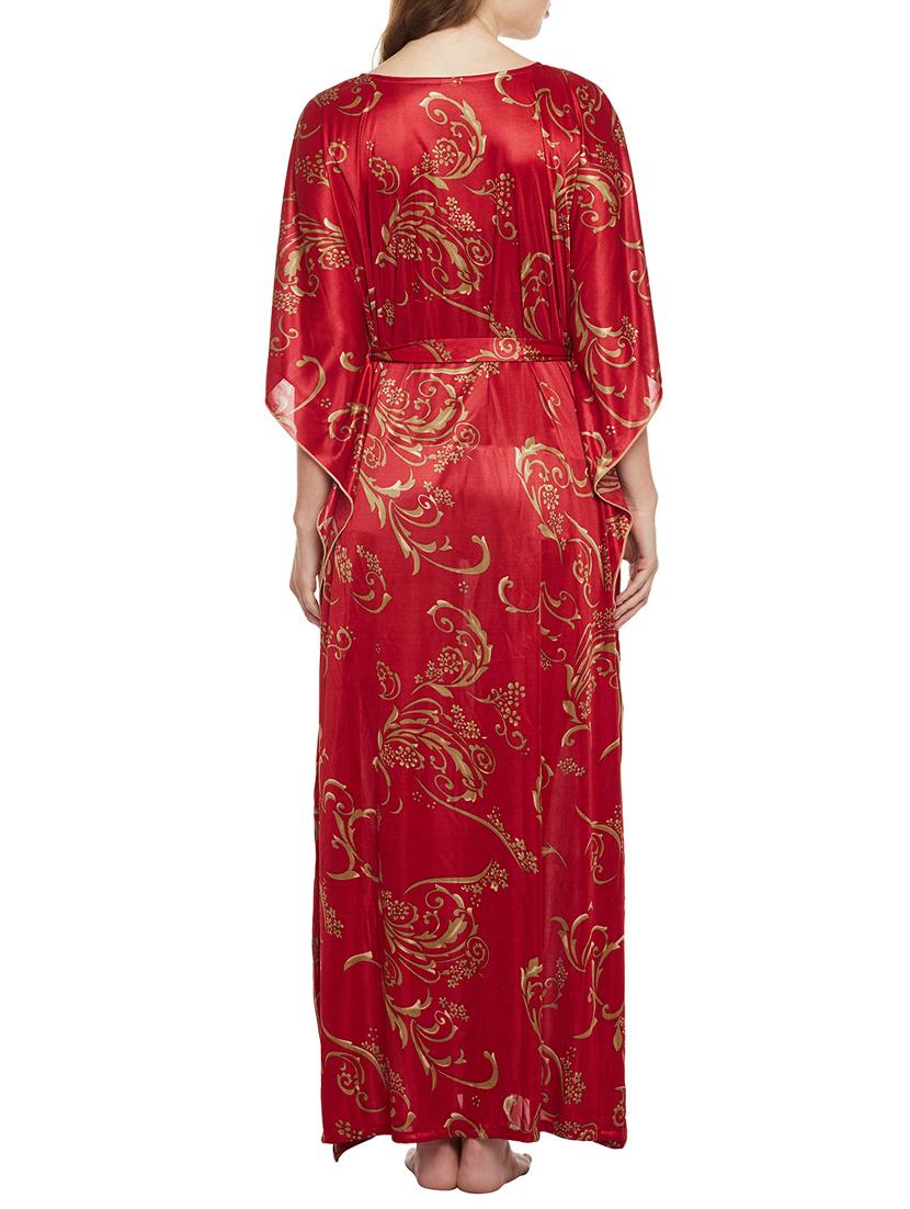 red printed satin kimono - 14907433 - Zoom Image - 3
