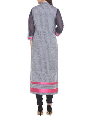 grey cotton blend straight kurta - 14908250 - Standard Image - 3