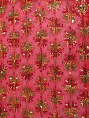red poly chiffon phulkari dupatta - 14908734 - Standard Image - 3