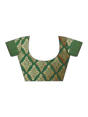 Zari floral woven saree with blouse - 14909574 - Standard Image - 3