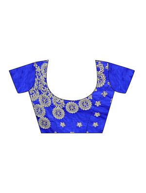 blue net half and half saree with blouse - 14909581 - Standard Image - 3