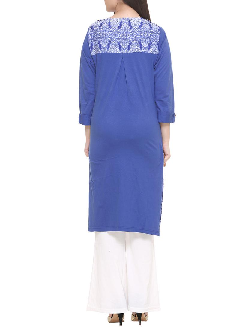 blue georgette straight kurta - 14910030 - Zoom Image - 3