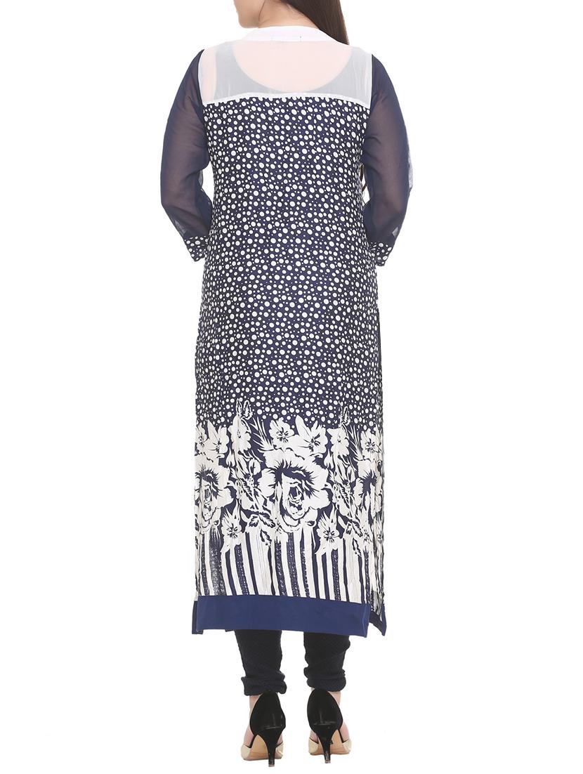 blue rayon straight kurta - 14910033 - Zoom Image - 3