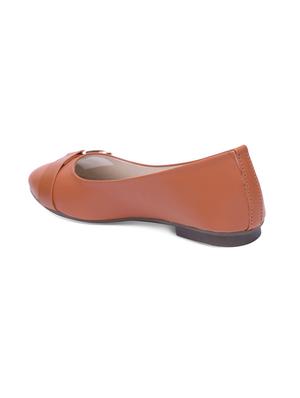 tan faux leather slip on ballerina - 14910347 - Standard Image - 3