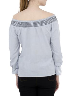 light blue cotton off shoulder top - 14911230 - Standard Image - 3