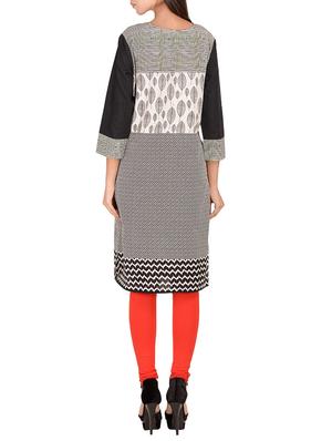 black cotton straight kurta - 14911399 - Standard Image - 3