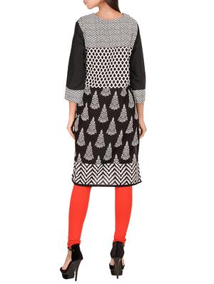 black cotton straight kurta - 14911400 - Standard Image - 3
