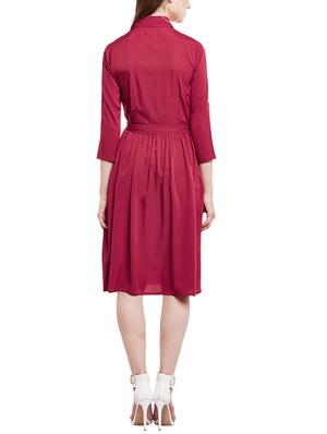 pink solid shirt dress - 14912060 - Standard Image - 3