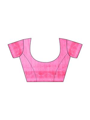 pink printed saree with blouse - 14912305 - Standard Image - 3