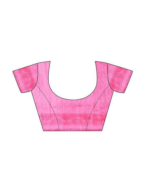 pink printed saree with blouse - 14912305 - Zoom Image - 3