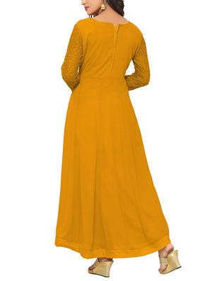 embroidered semi-stitched asymmetric suit - 14912446 - Standard Image - 3