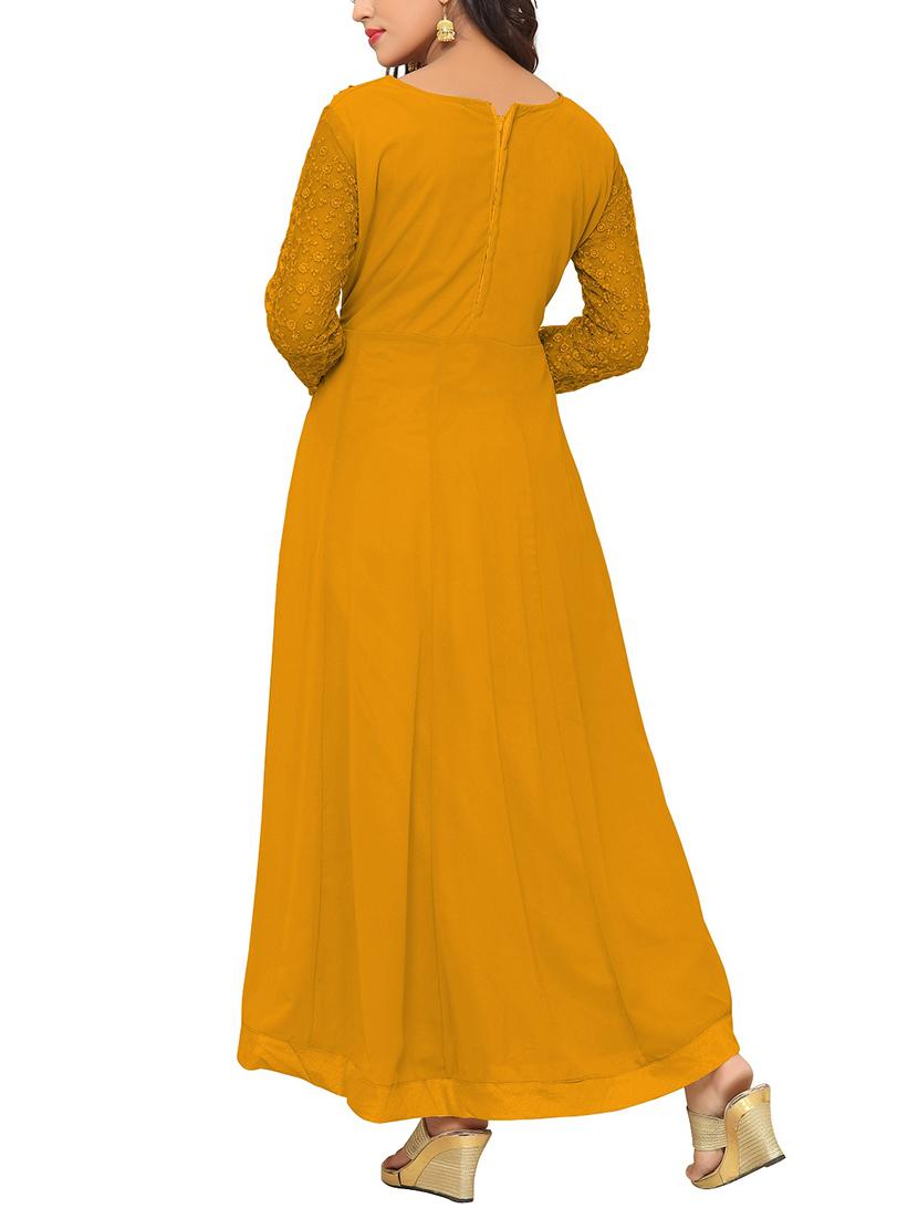 embroidered semi-stitched asymmetric suit - 14912446 - Zoom Image - 3