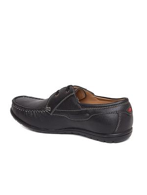 black leatherette lace up boatshoe - 14912592 - Standard Image - 3
