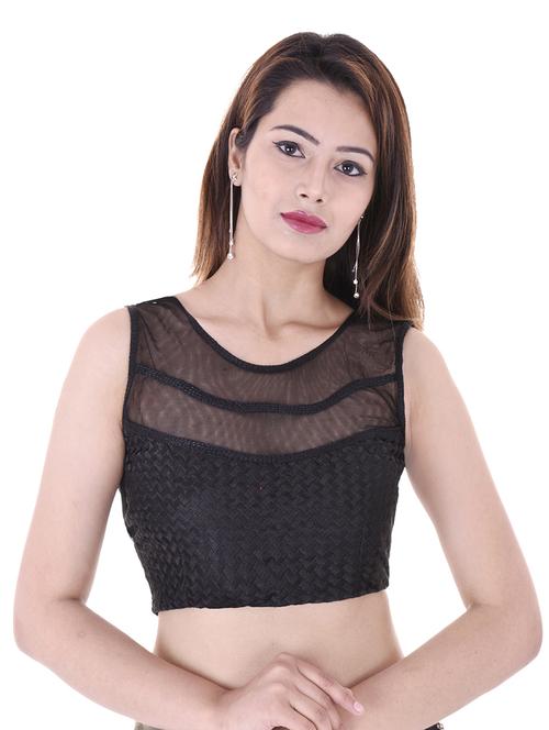 black net embroidered blouse - 14912754 - Standard Image - 1