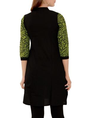 black colored cotton straight kurta - 14914667 - Standard Image - 3