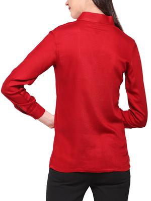 solid red rayon shirt - 14914841 - Standard Image - 3