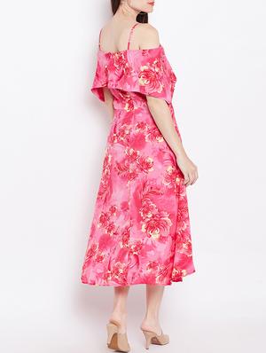 pink printed a-line dress - 14914973 - Standard Image - 3