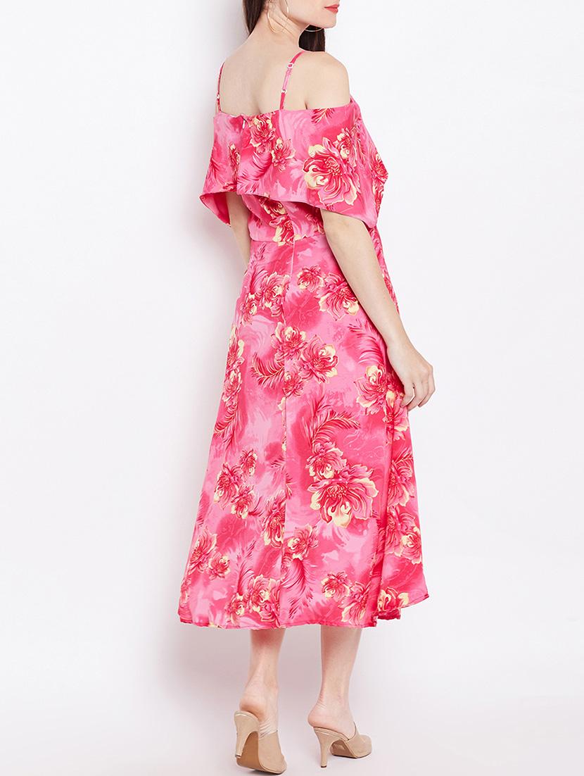 pink printed a-line dress - 14914973 - Zoom Image - 3