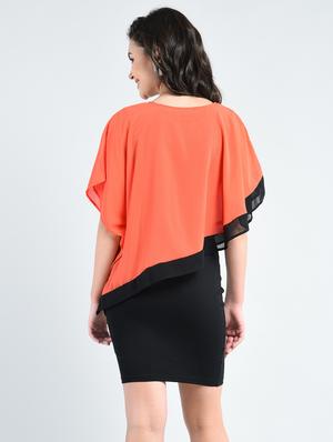 orange solid layered dress - 14915216 - Standard Image - 3
