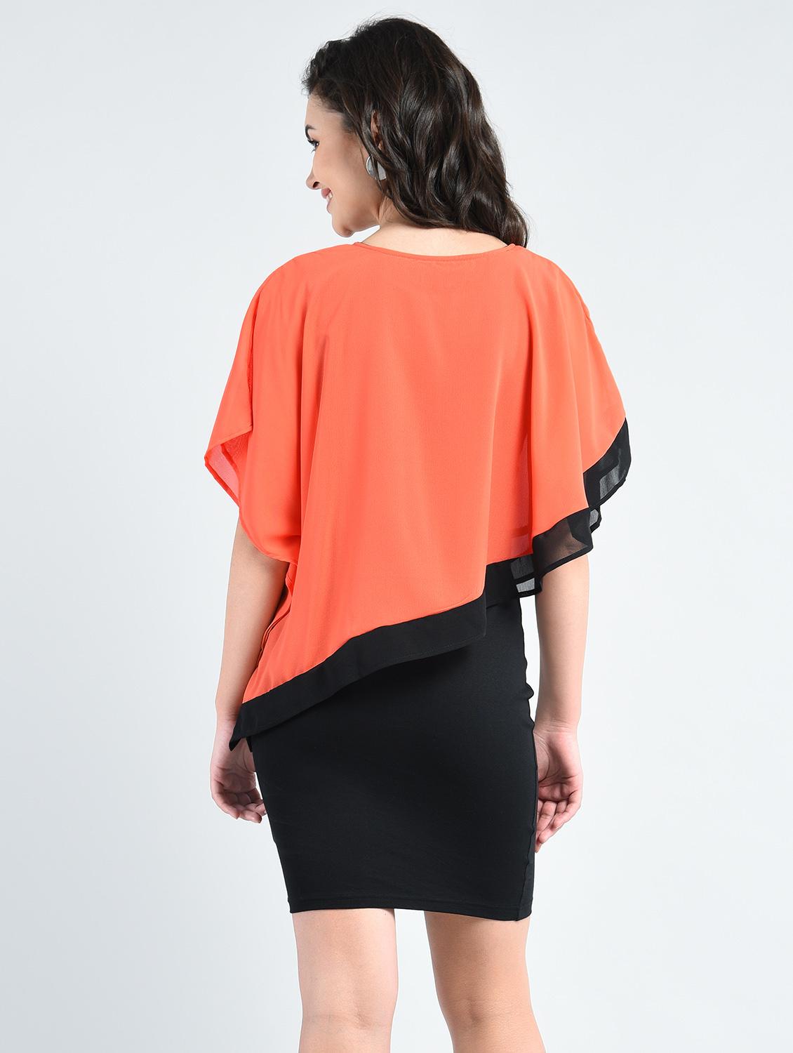 orange solid layered dress - 14915216 - Zoom Image - 3