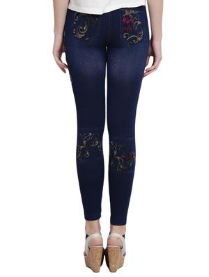 blue printed cotton jegging - 14915606 - Standard Image - 3