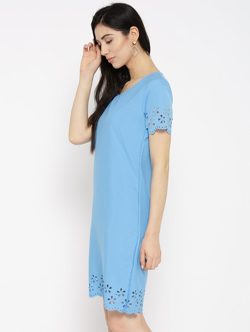 solid blue a-line dress - 14915971 - Zoom Image - 3
