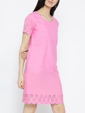 solid pink a-line dress - 14915976 - Standard Image - 3