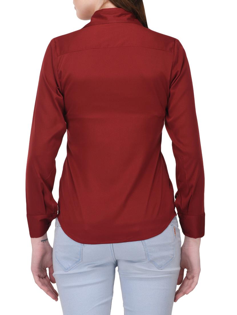red solid crepe shirt - 14916522 - Zoom Image - 3