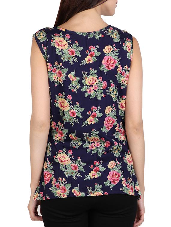 navy blue printed rayon top - 14918620 - Zoom Image - 3