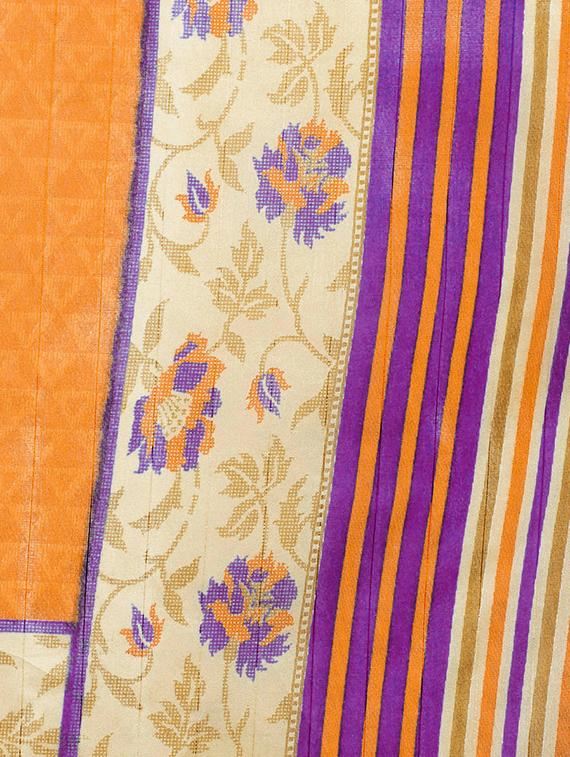 mustard art silk printed saree with blouse - 14918694 - Zoom Image - 3