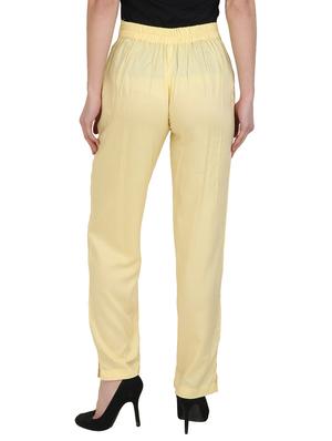 yellow rayon straight palazzo - 14918939 - Standard Image - 3