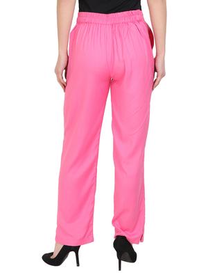 pink rayon straight palazzo - 14918944 - Standard Image - 3