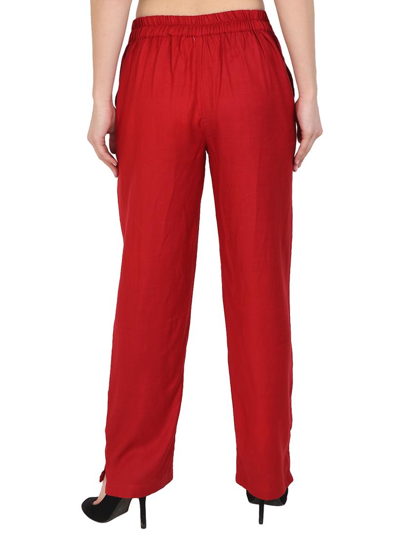 red rayon straight palazzo - 14918946 - Zoom Image - 3