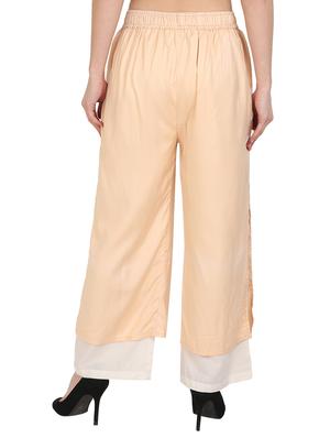 beige rayon straight palazzo - 14918963 - Standard Image - 3