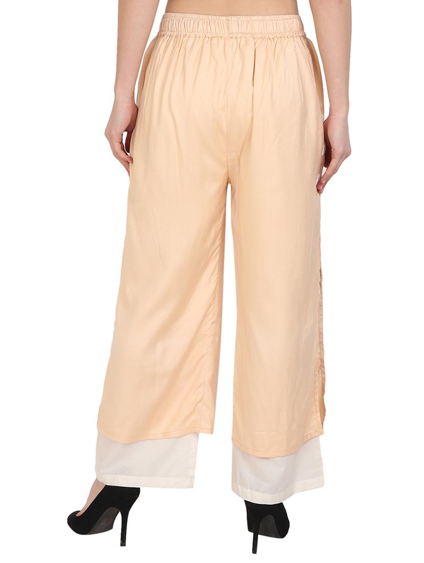 beige rayon straight palazzo - 14918963 - Zoom Image - 3