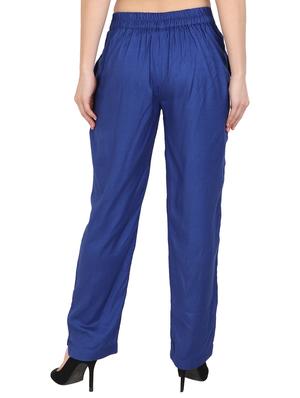 blue rayon straight palazzo - 14918965 - Standard Image - 3