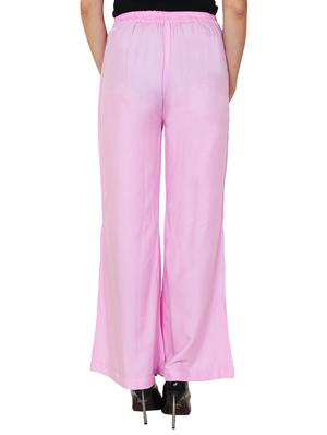 pink rayon flared palazzo - 14918970 - Standard Image - 3