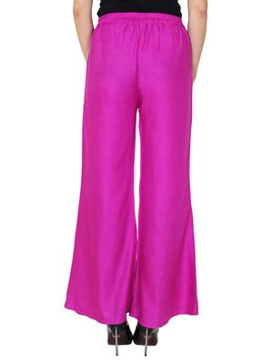 pink rayon flared palazzo - 14918971 - Standard Image - 3